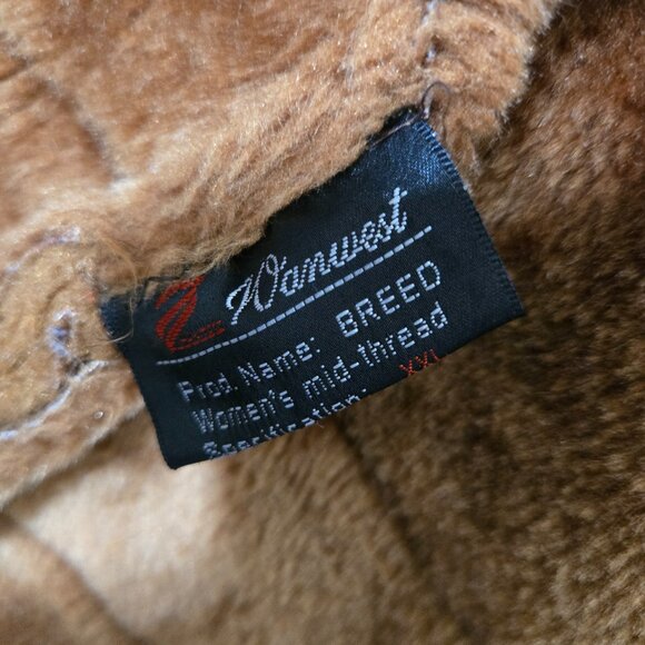 Vintage 60s 70s Penny Lane Coat Size M Boho Brown Faux Suede Faux Fur Mid Length - Picture 15 of 16